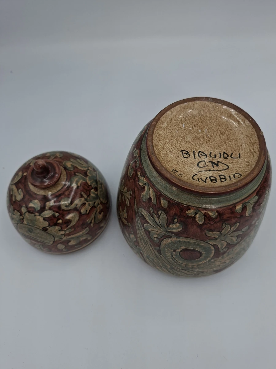 🏺 Originele Biagioli Gubbio Majolica Dekselvaas / Gemberpot – Handgeschilderd Italiaans Kunstkeramiek - foto 2
