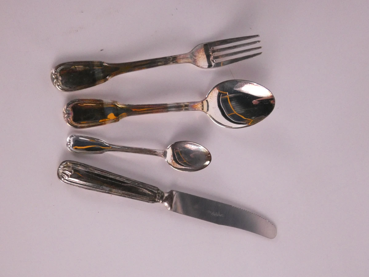 Bestekset in koffer, deels verzilverd en inox - foto 4
