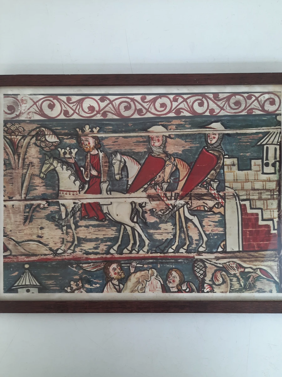 Kunstdruk "De Drie Koningen te Paard" naar de 13e-eeuwse Skogbonaden – Scandinavische Folk Art