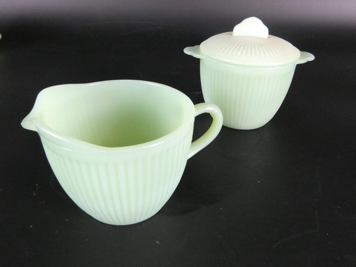 Vintage Fire-King Jadeite koffie- en theeservies – Made in USA - foto 4