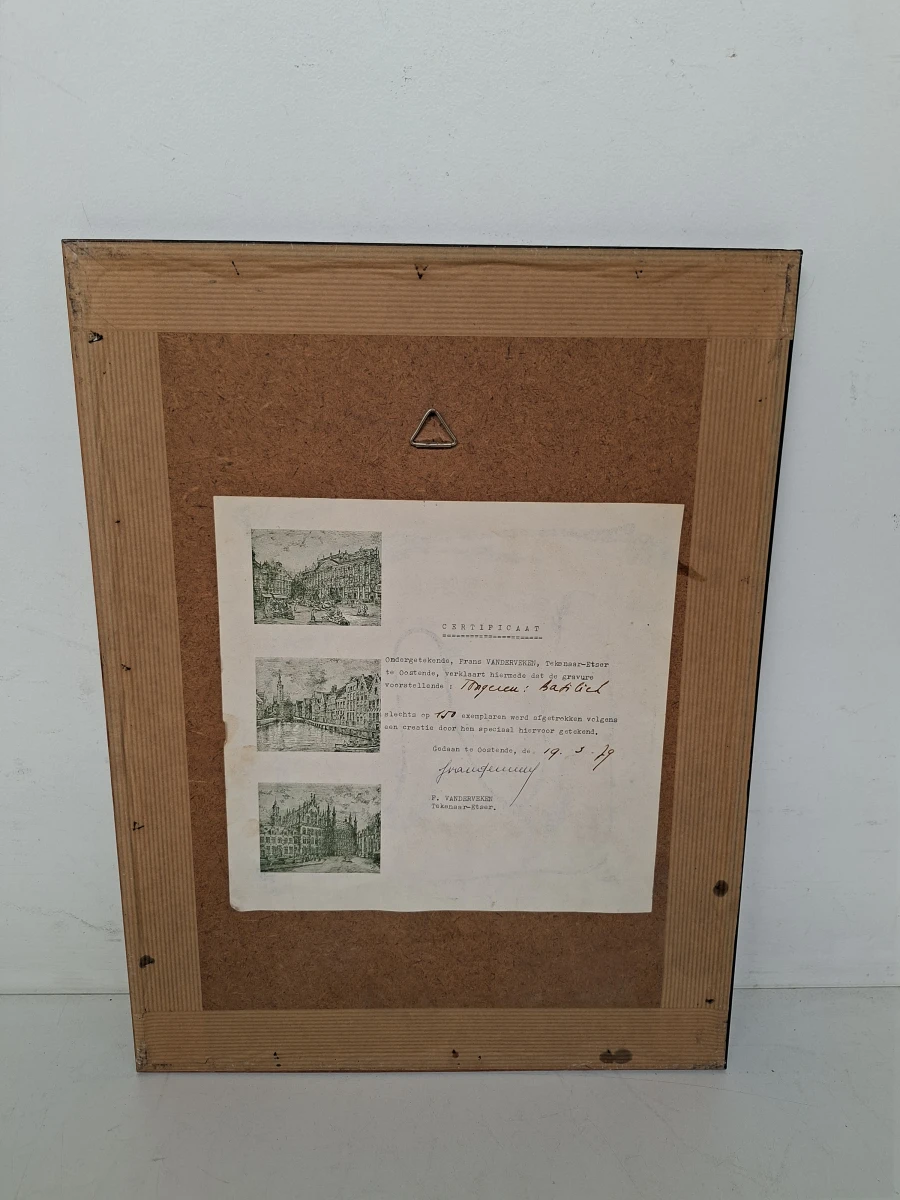 🖼️ Originele Ets Pierre Vandevoort "Tongeren Basiliek" – Handgesigneerd met Certificaat (1979) - foto 2