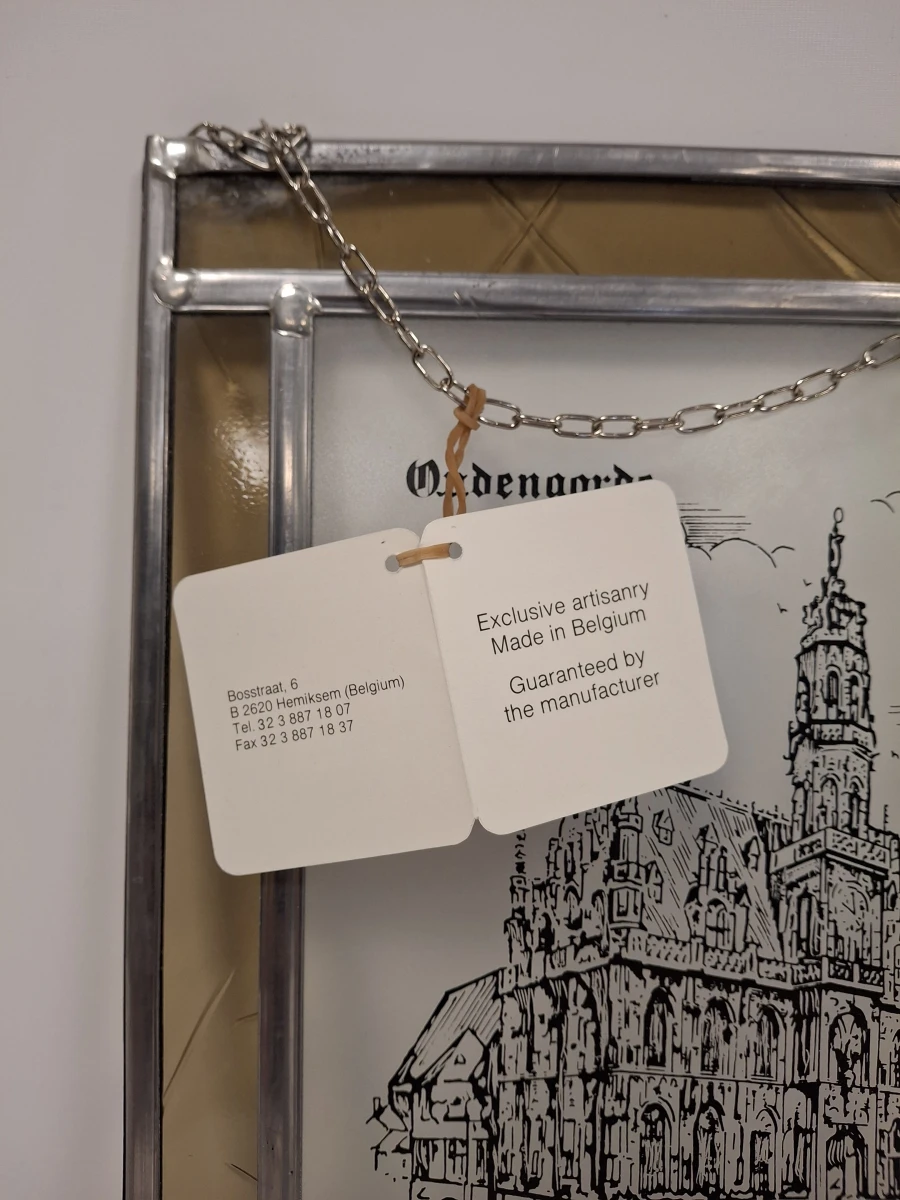 Handgemaakte glas-in-loodlijst met stadhuis van Oudenaarde - foto 5