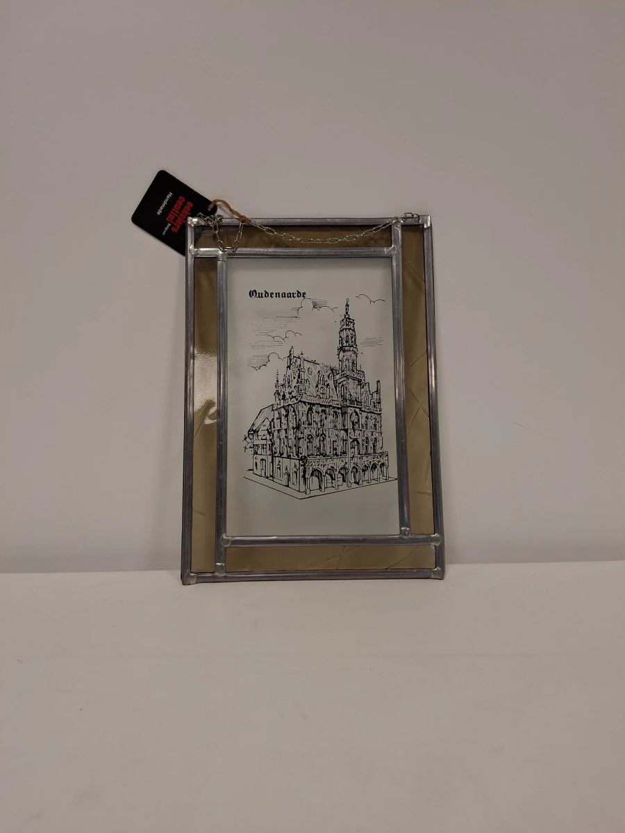 Handgemaakte glas-in-loodlijst met stadhuis van Oudenaarde - foto 6