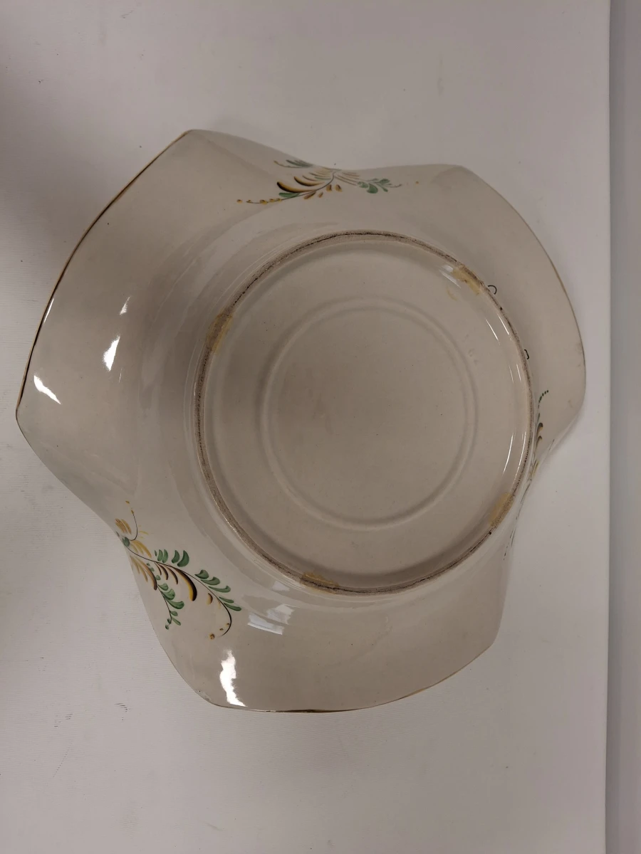 Decoratief porseleinen schaal met gouden handgrepen en vogelmotief - foto 3