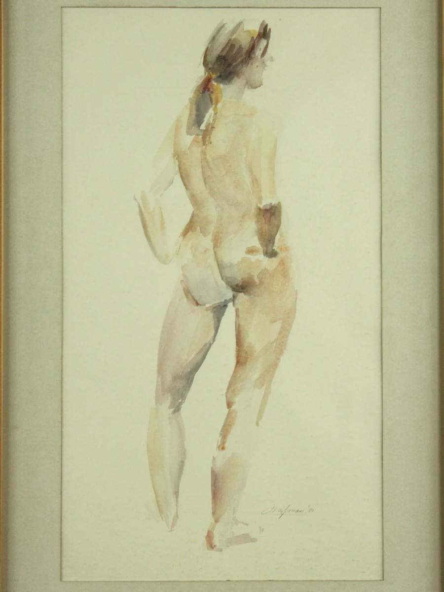 Aquarel schilderij naakt vrouw in houten lijst - Hofman 84 - foto 2