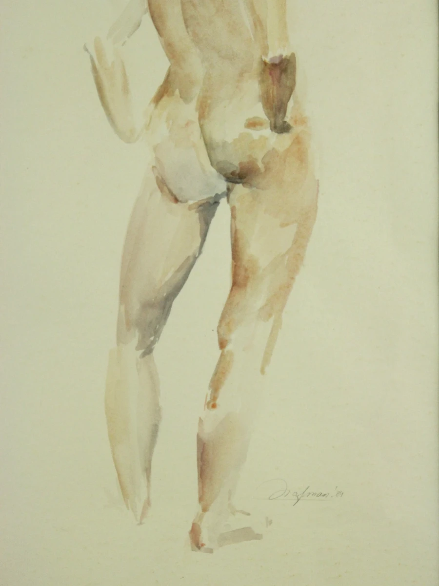 Aquarel schilderij naakt vrouw in houten lijst - Hofman 84 - foto 4