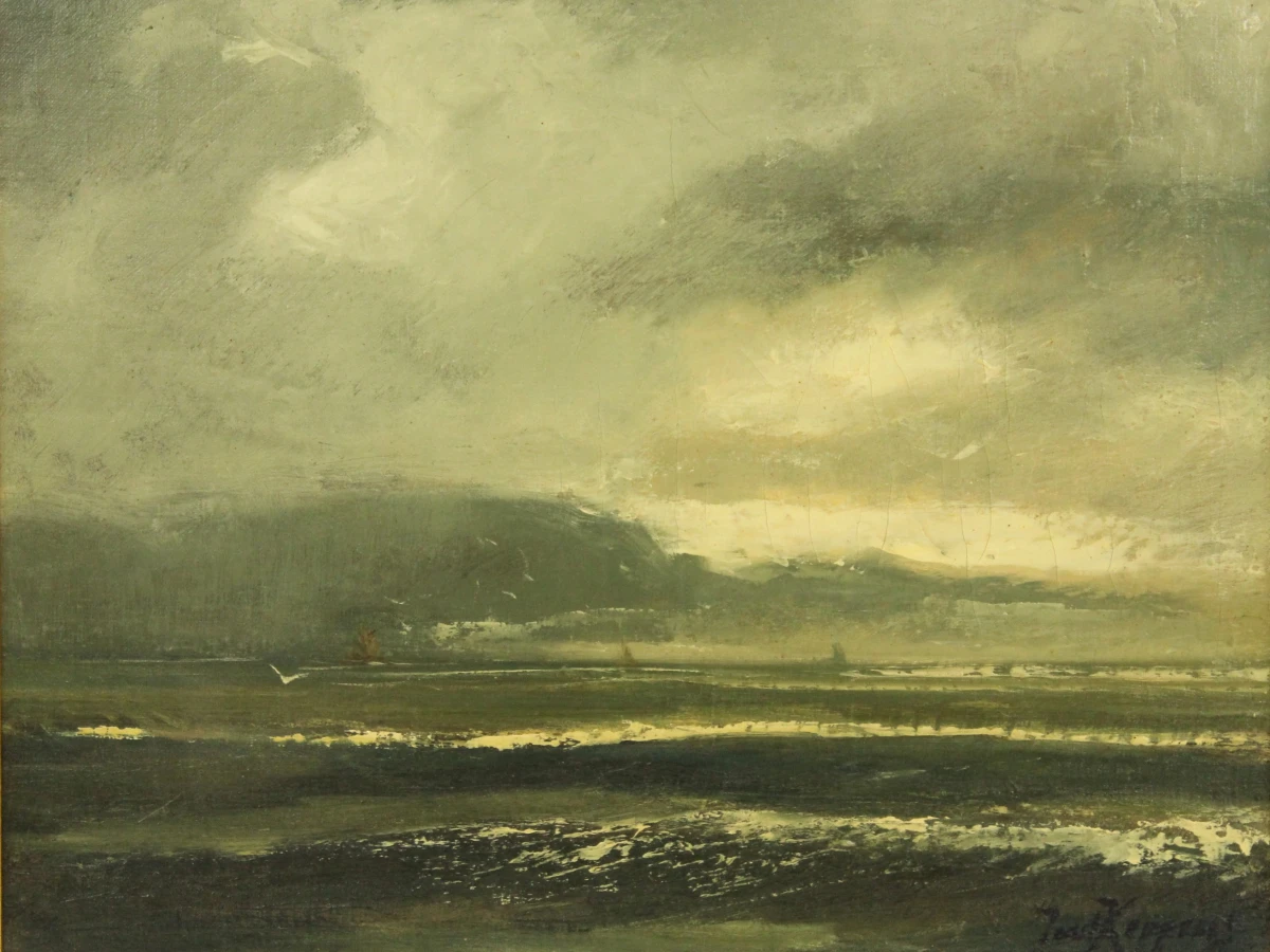 Olieverfschilderij zee zicht met stormachtige lucht - Juul Keppens - foto 2