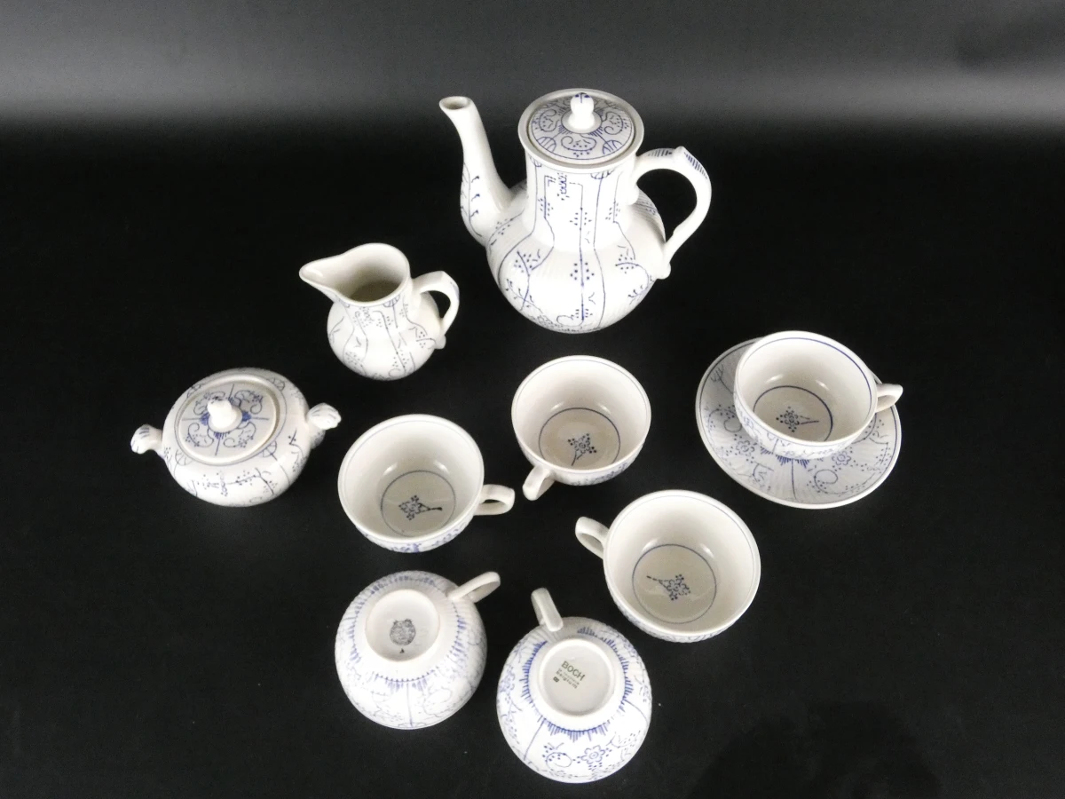 Vintage Boch La Louvière servies set met koffiepot en kopjes - foto 15
