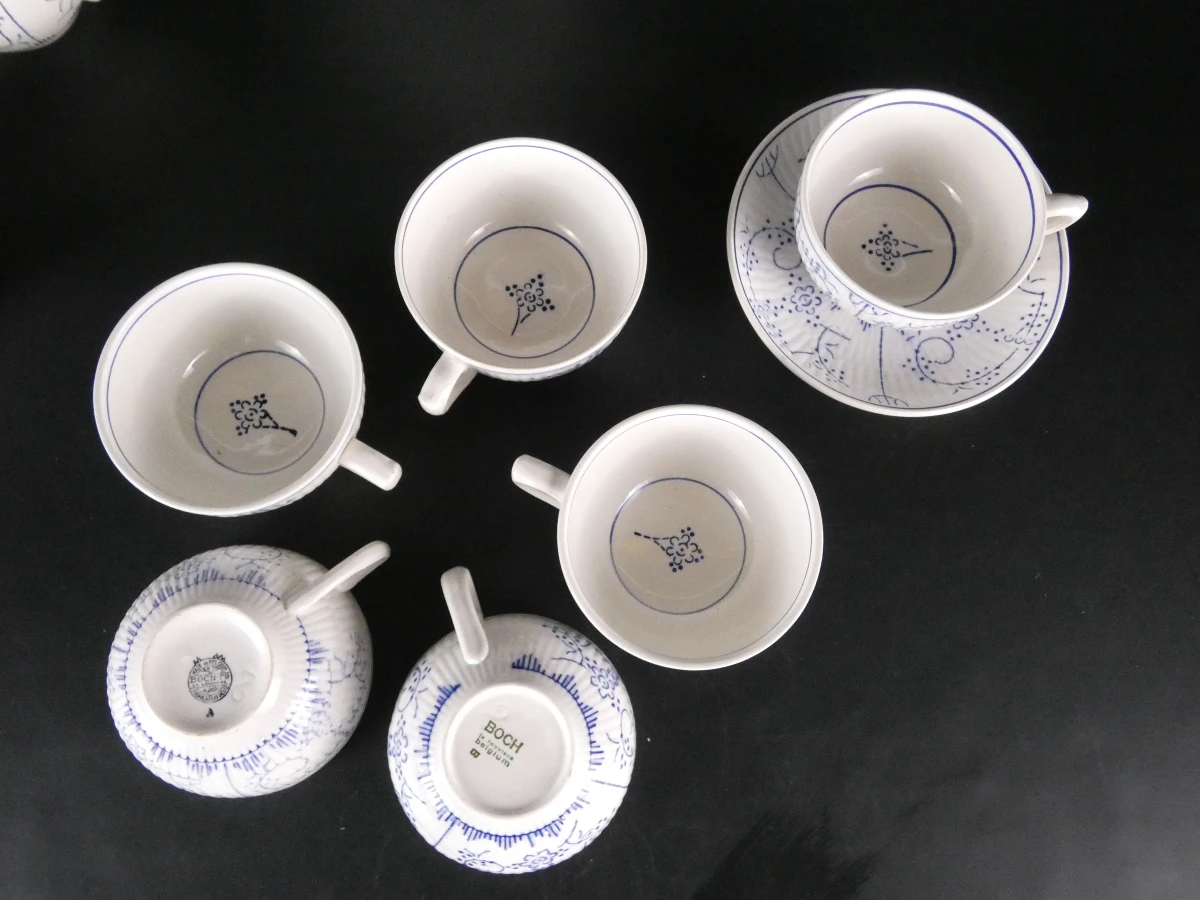 Vintage Boch La Louvière servies set met koffiepot en kopjes - foto 16
