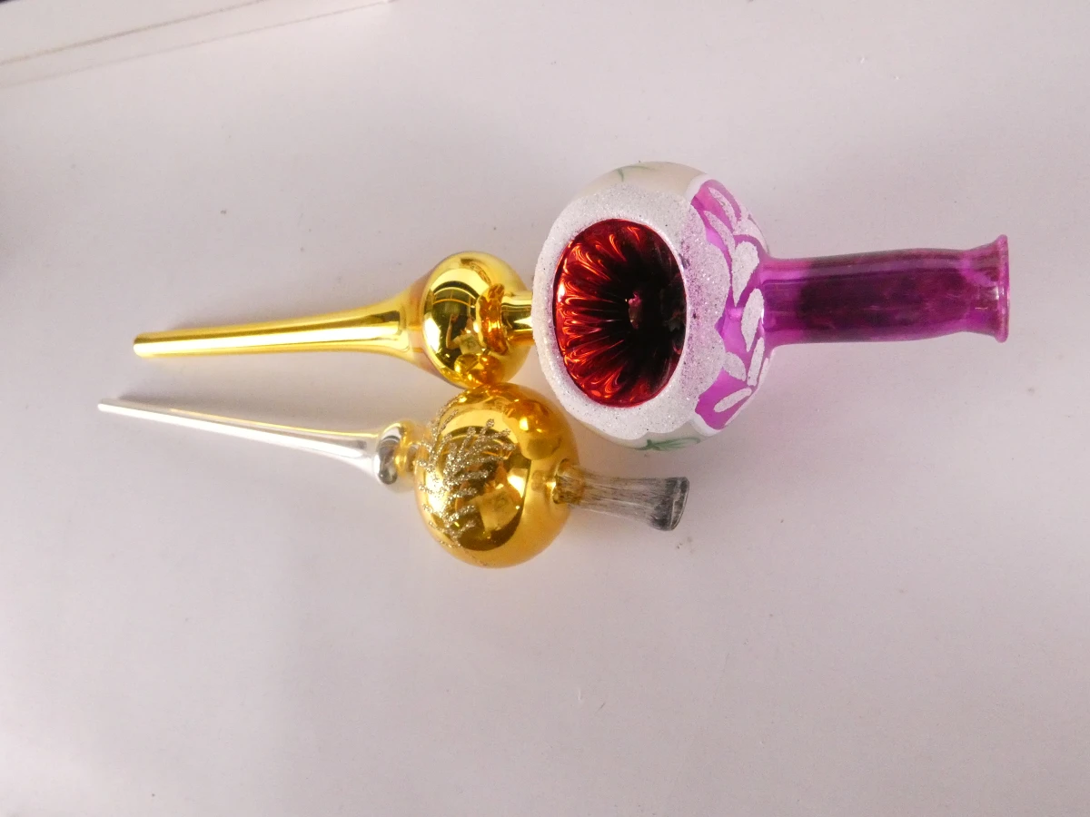 Set vintage 60 kerstballen en 2 pieken in doos - foto 3