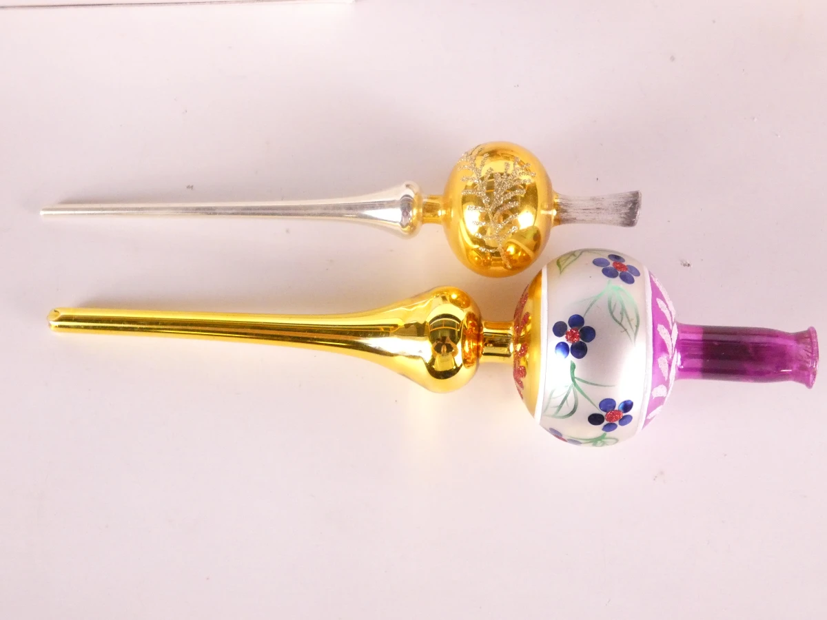 Set vintage 60 kerstballen en 2 pieken in doos - foto 4
