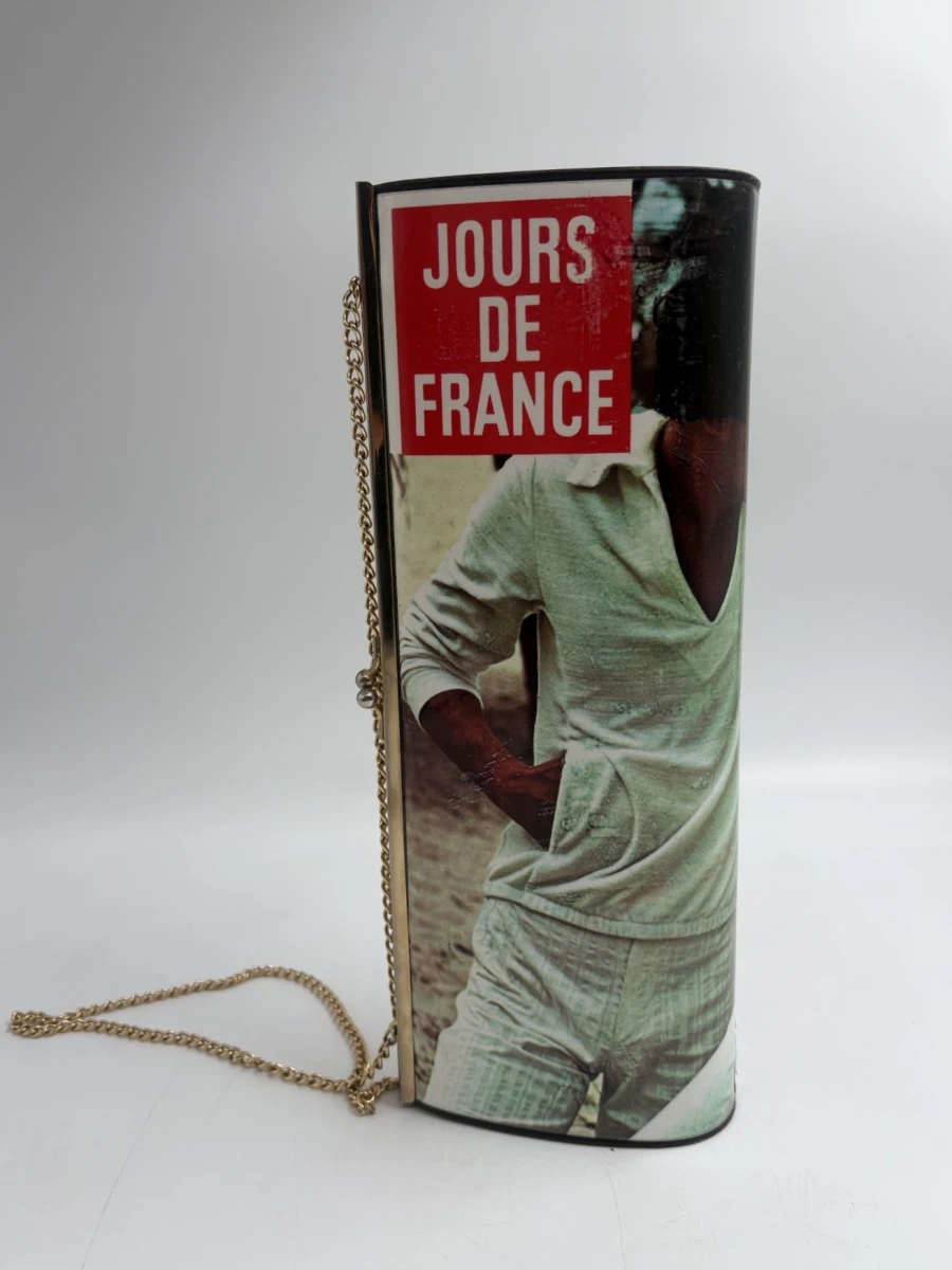 Vintage handtas met ketting en retro print - foto 3