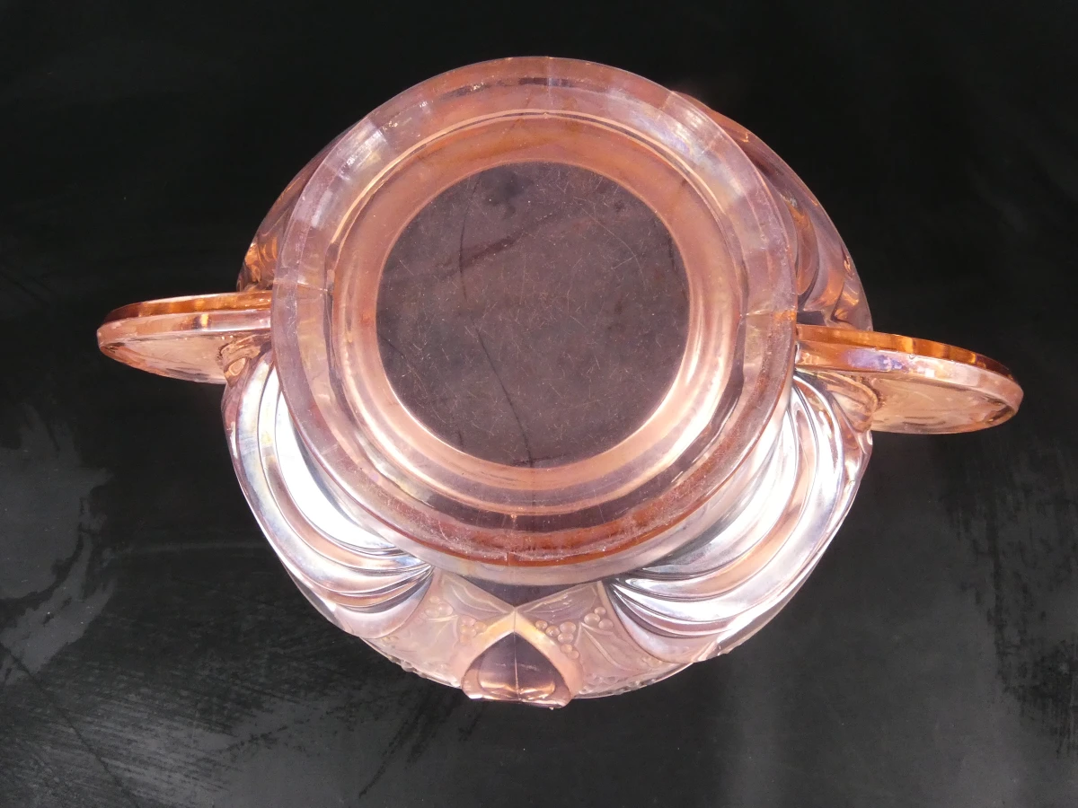 Vintage roze persglazen schaal met handvat - foto 5
