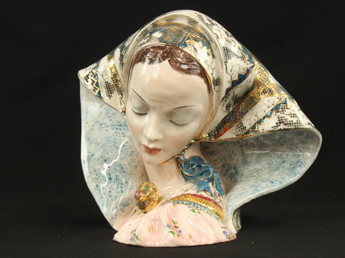 Keramische Madonna-buste 'Italy' – Art Deco stijl - foto 2