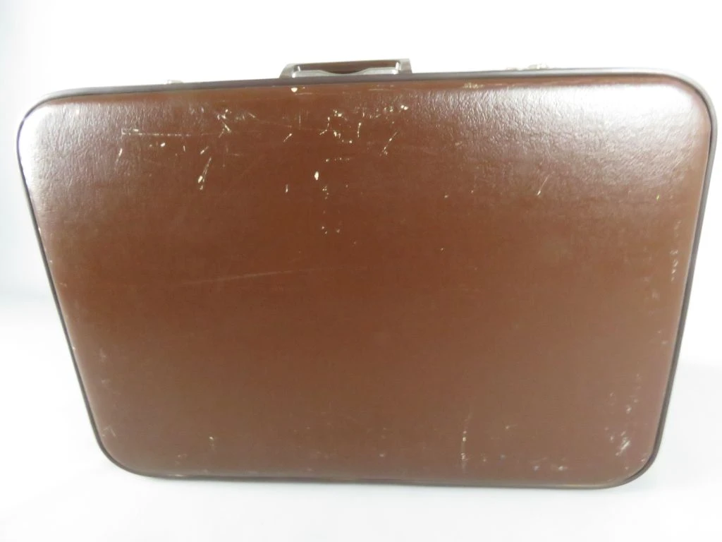 Vintage bruine reiskoffer met metalen sluitingen - foto 7