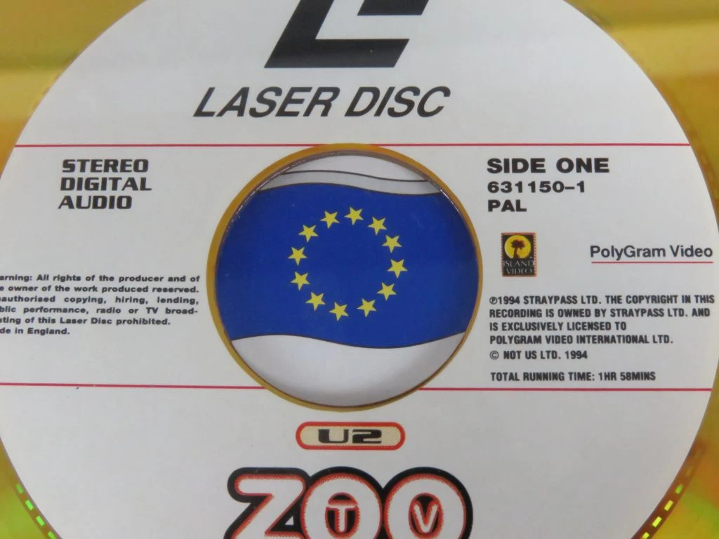 Ingelijste goudenkleurige laserdisc U2 Zoo Live from Sydney - foto 2