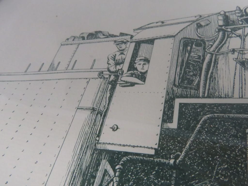 Grafische prent van stoomlocomotief uit 1984 - foto 5