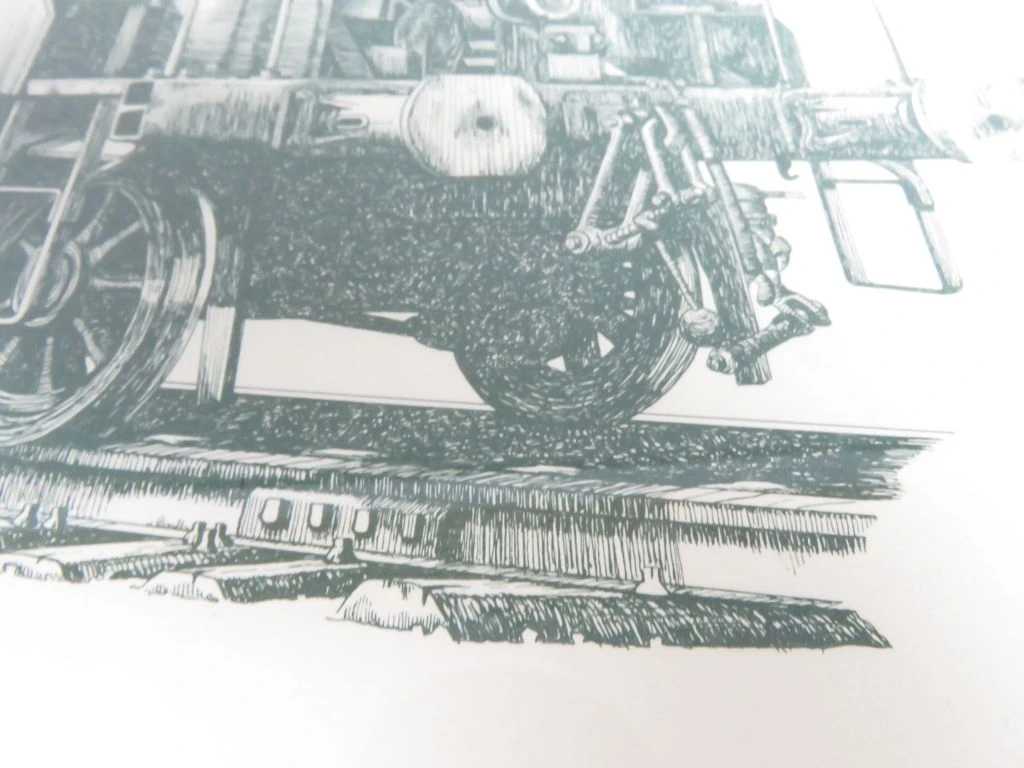 Grafische prent van stoomlocomotief uit 1984 - foto 3