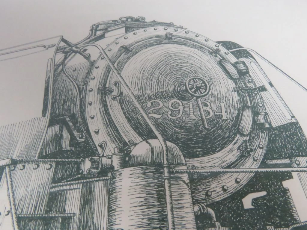 Grafische prent van stoomlocomotief uit 1984 - foto 4