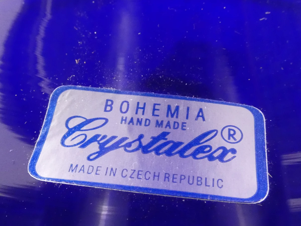 Blauwe Bohemia Crystalex vaas met bloemdecoratie "Lady Flower" - foto 3