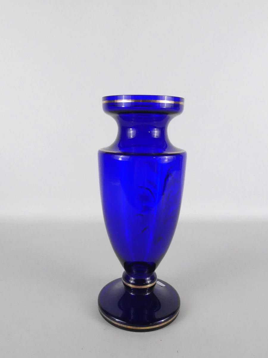 Blauwe Bohemia Crystalex vaas met bloemdecoratie "Lady Flower" - foto 4