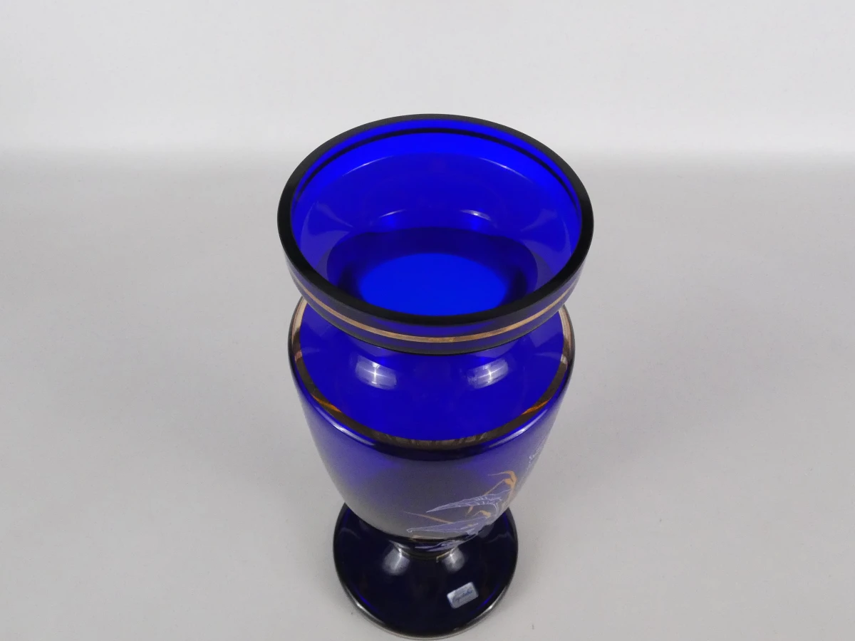 Blauwe Bohemia Crystalex vaas met bloemdecoratie "Lady Flower" - foto 5