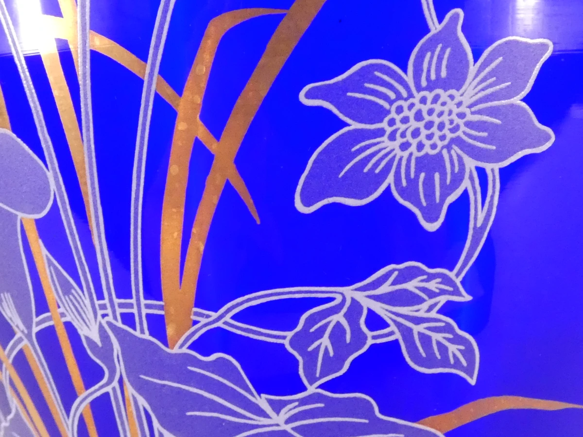 Blauwe Bohemia Crystalex vaas met bloemdecoratie "Lady Flower" - foto 8