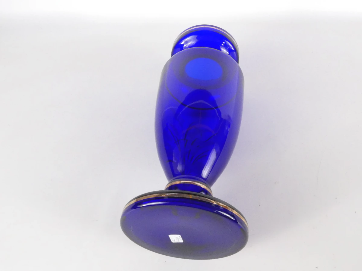 Blauwe Bohemia Crystalex vaas met bloemdecoratie "Lady Flower" - foto 12