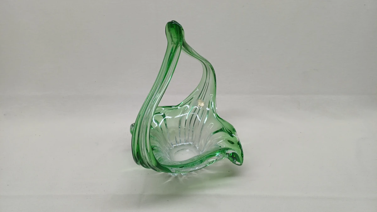 Decoratief groen glazen mandje - foto 2