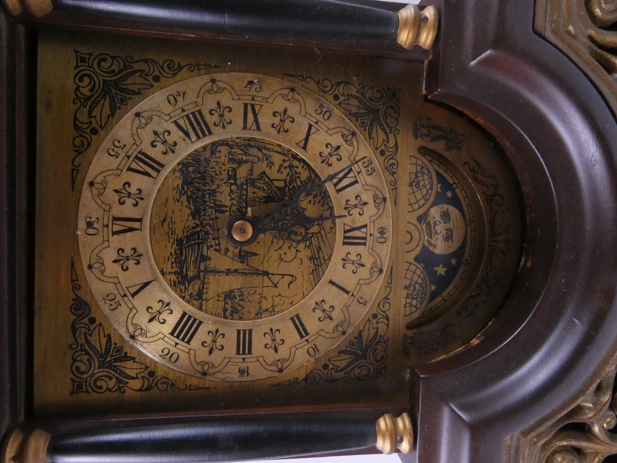 Vintage Sallander wandklok met gewichten en kettingen - foto 3