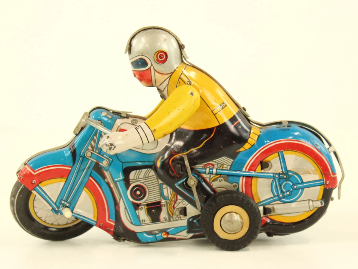 Set van twee vintage blikken motoren - foto 5