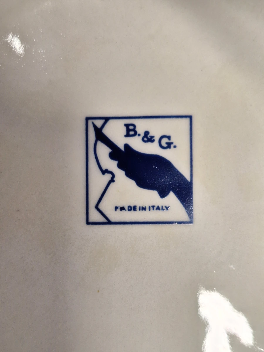 Vintage zeskantige Imari dekselvaas met pauwmotief van B&G - Made in Italy - foto 14