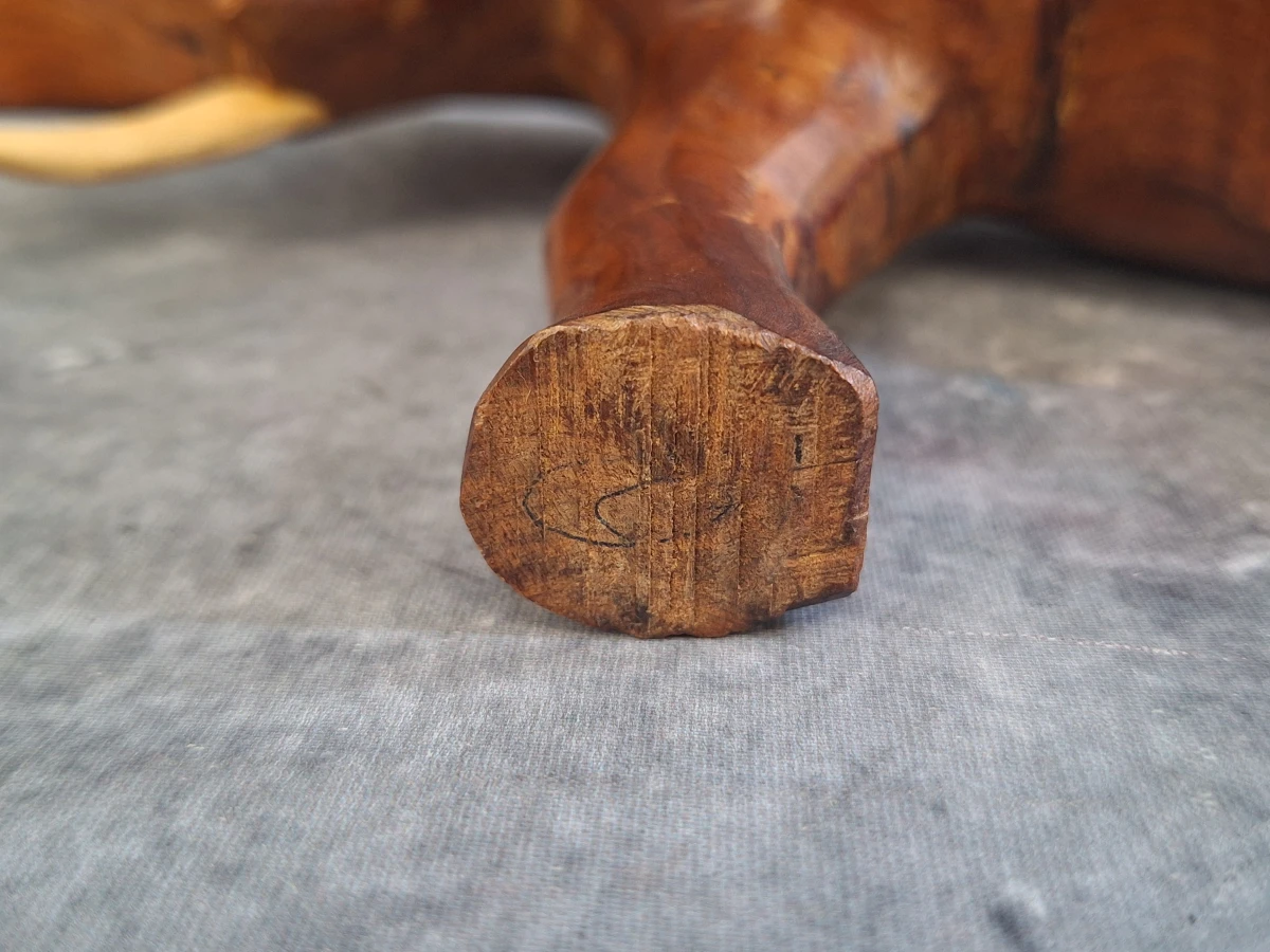 Tweedelige Aziatische houten olifantenset - gepolijst beeld en handgesneden wandpaneel - foto 7