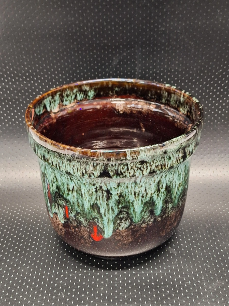 Prachtige vintage West-Duitse design bloempot met reactief druipglazuur - foto 2