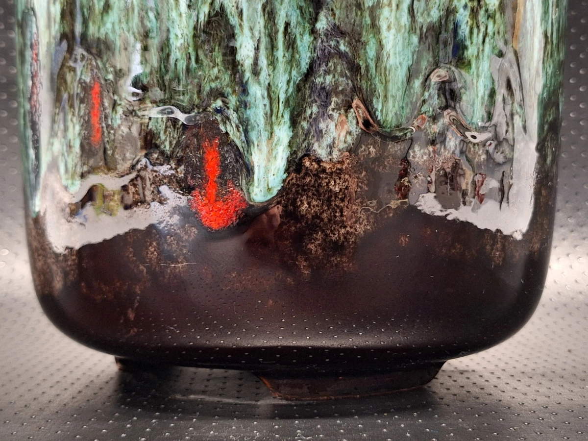 Prachtige vintage West-Duitse design bloempot met reactief druipglazuur - foto 4