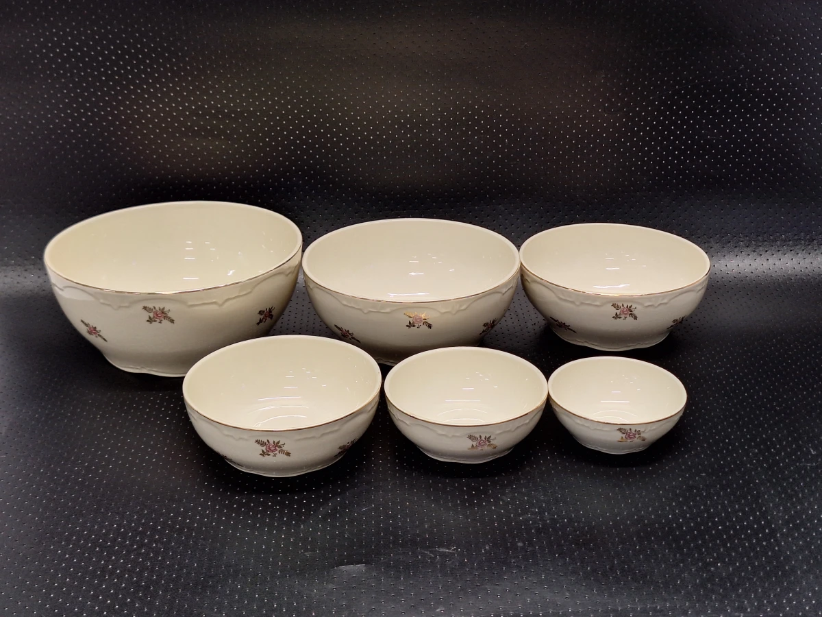 Vintage Boch La Louvière set van 6 nestkommen model Capri decor Suzon - foto 3