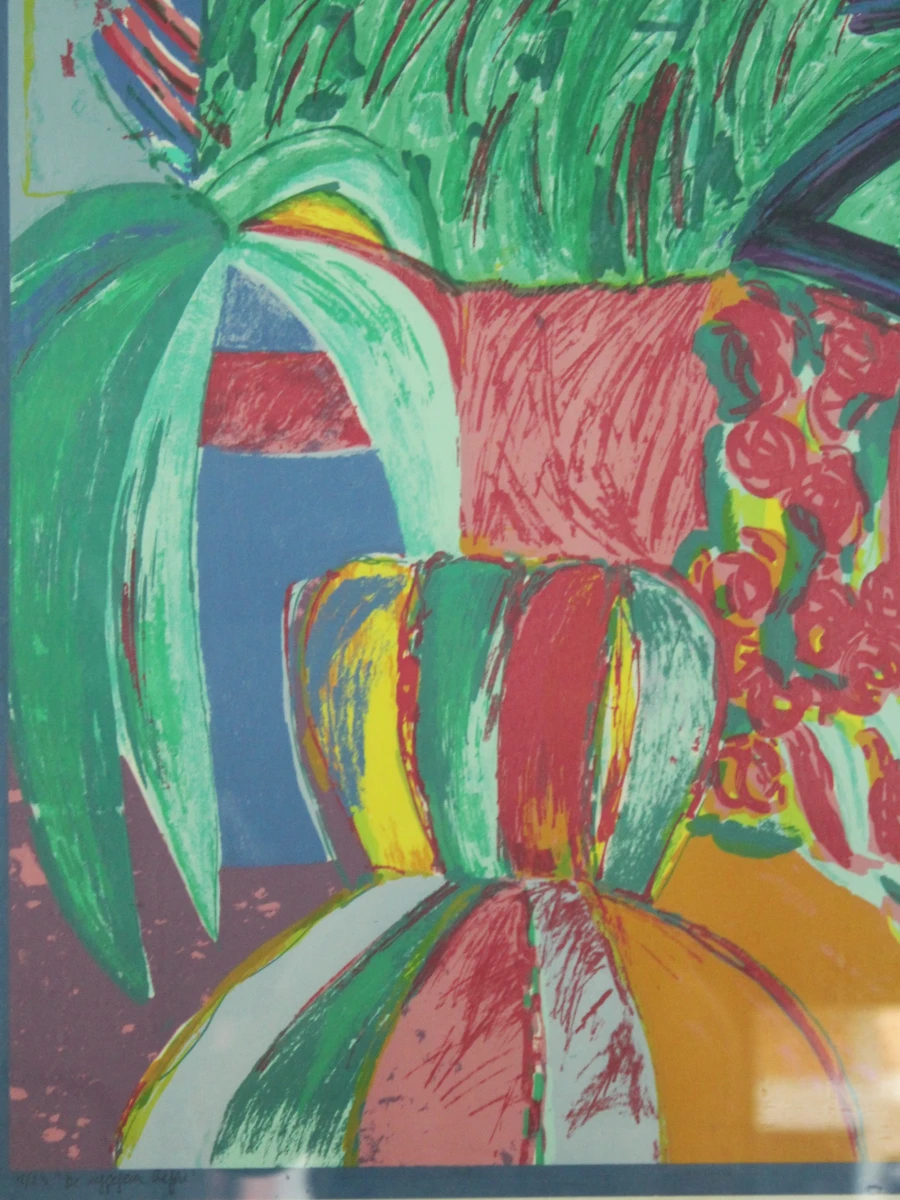 Kleurrijke ingelijste grafisch werk 'De weggegeven liefde' - Martine Van Santvliet - foto 3