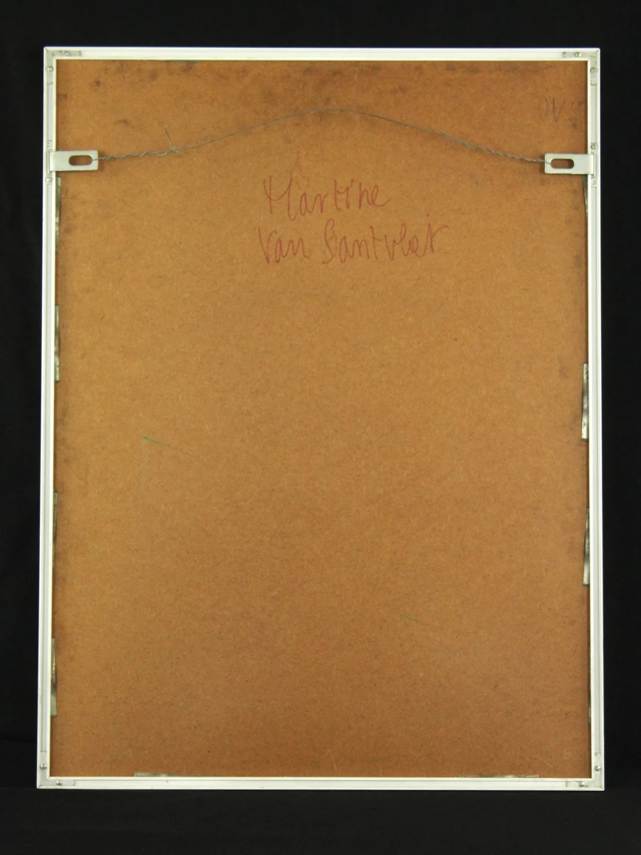 Kleurrijke ingelijste grafisch werk 'De weggegeven liefde' - Martine Van Santvliet - foto 7