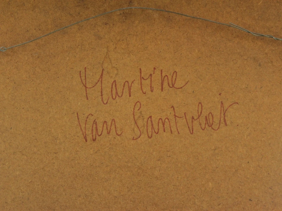 Kleurrijke ingelijste grafisch werk 'De weggegeven liefde' - Martine Van Santvliet - foto 8