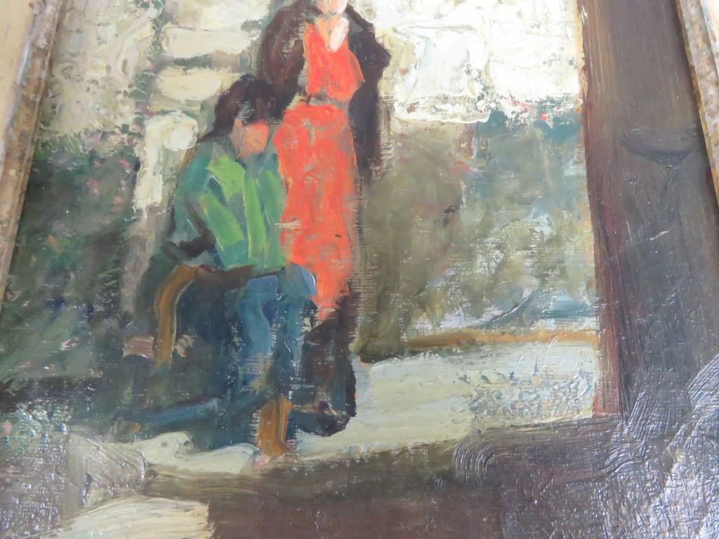 Olieverfschilderij met houten lijst en beschadigingen - foto 8