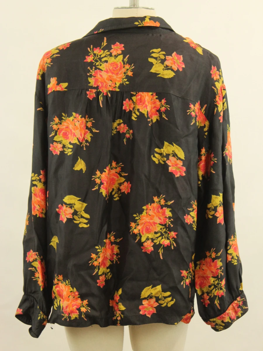 StandAloné zwarte blouse met oranje bloemenprint - foto 3