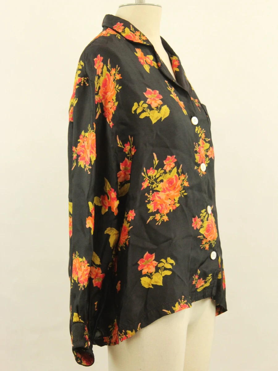 StandAloné zwarte blouse met oranje bloemenprint - foto 4