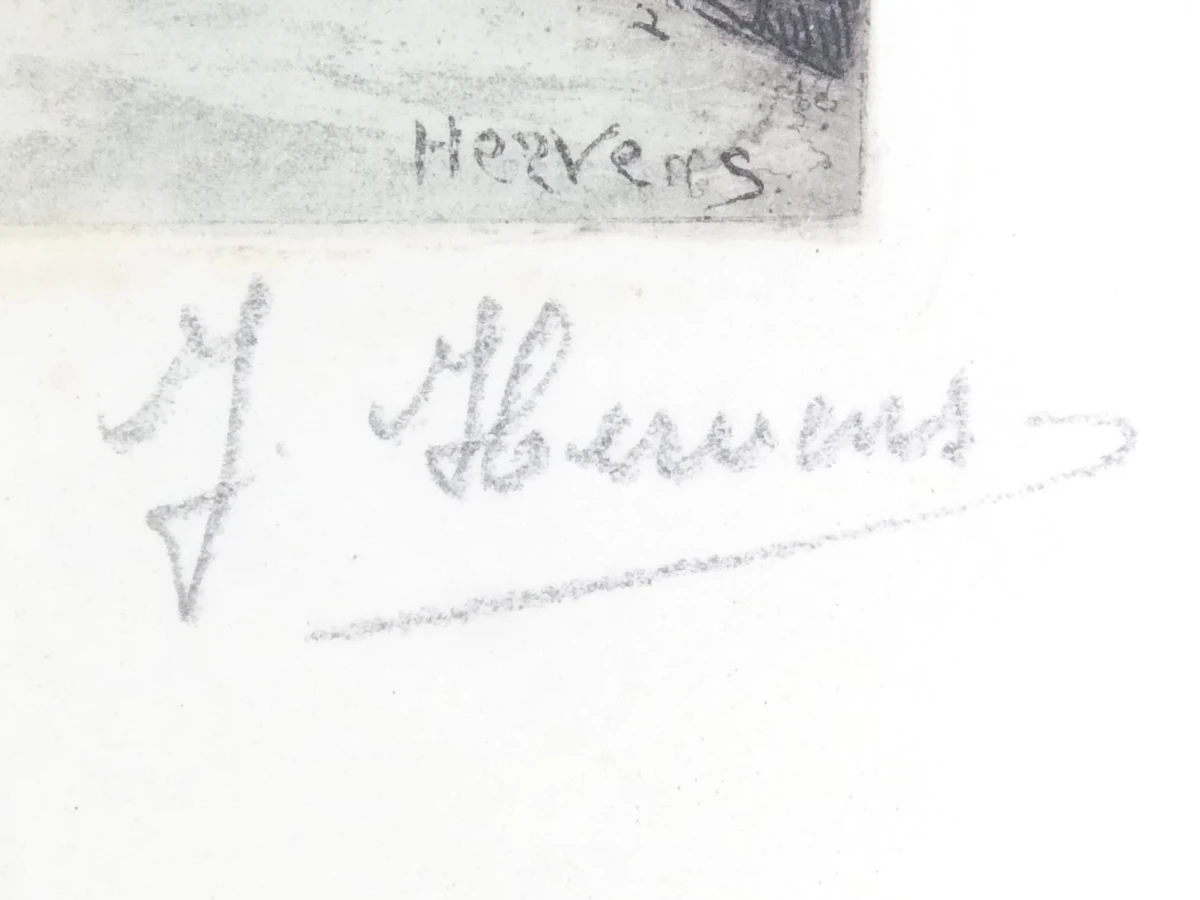 Gesigneerde winterse aquarel J. Hervens - foto 3