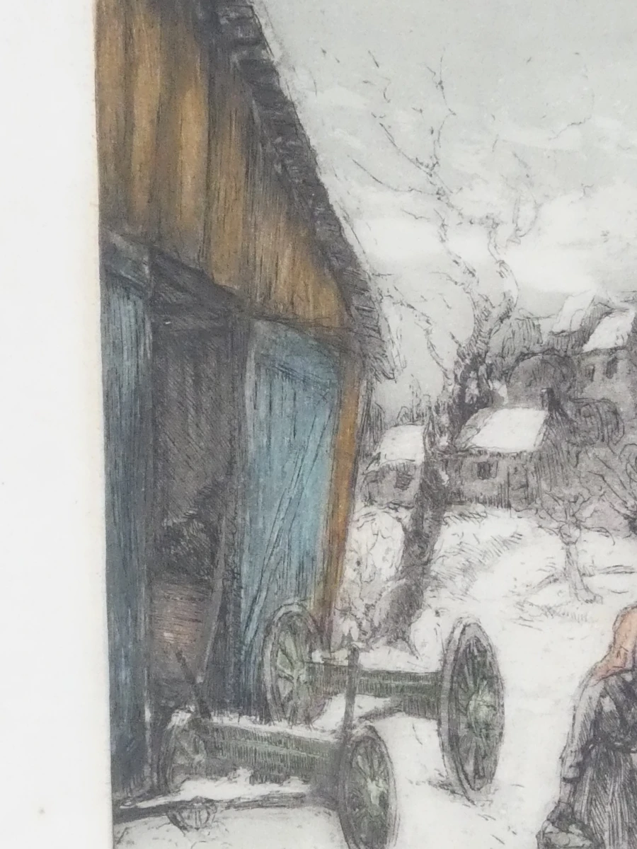 Gesigneerde winterse aquarel J. Hervens - foto 6