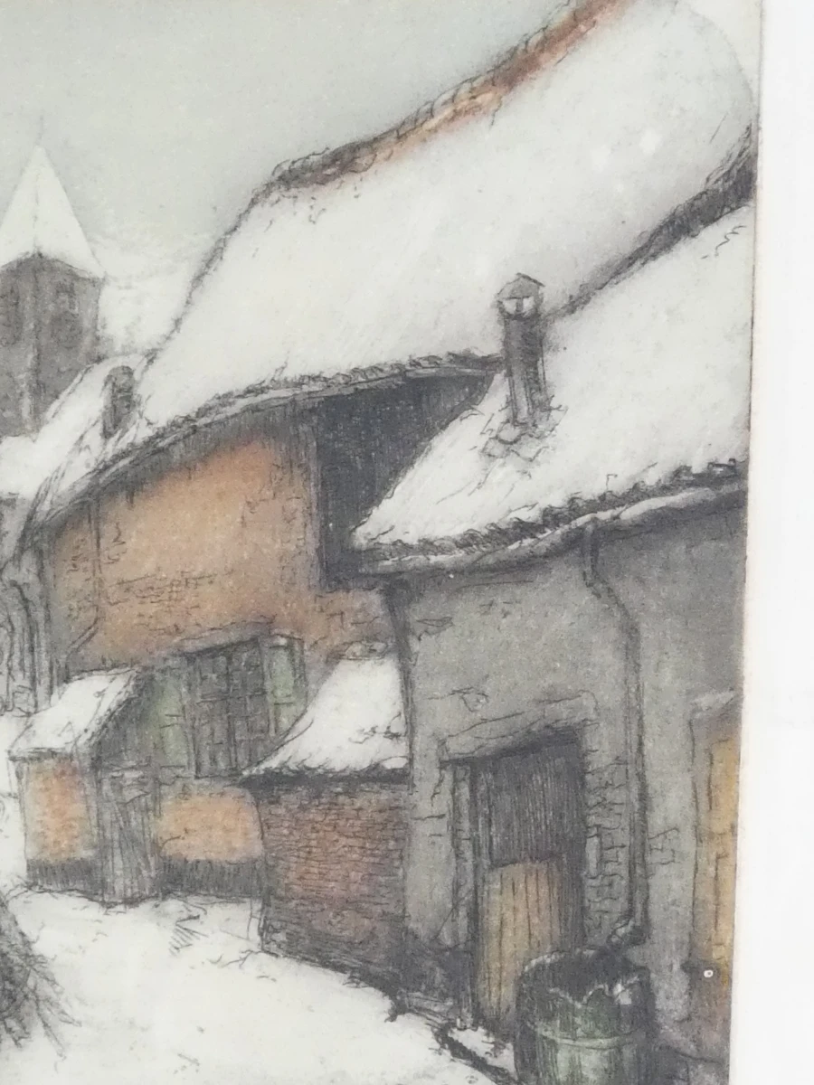 Gesigneerde winterse aquarel J. Hervens - foto 7