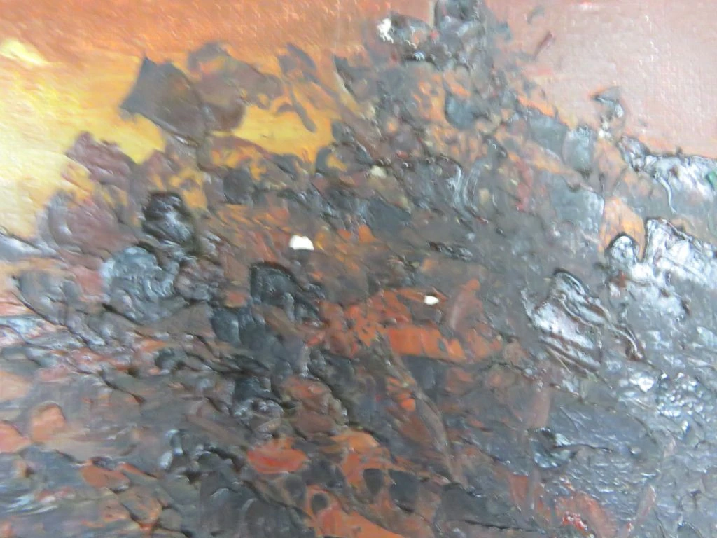 Olieverfschilderij met zeilboten en zonsondergang - foto 3