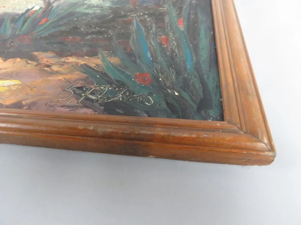 Olieverfschilderij met zeilboten en zonsondergang - foto 10