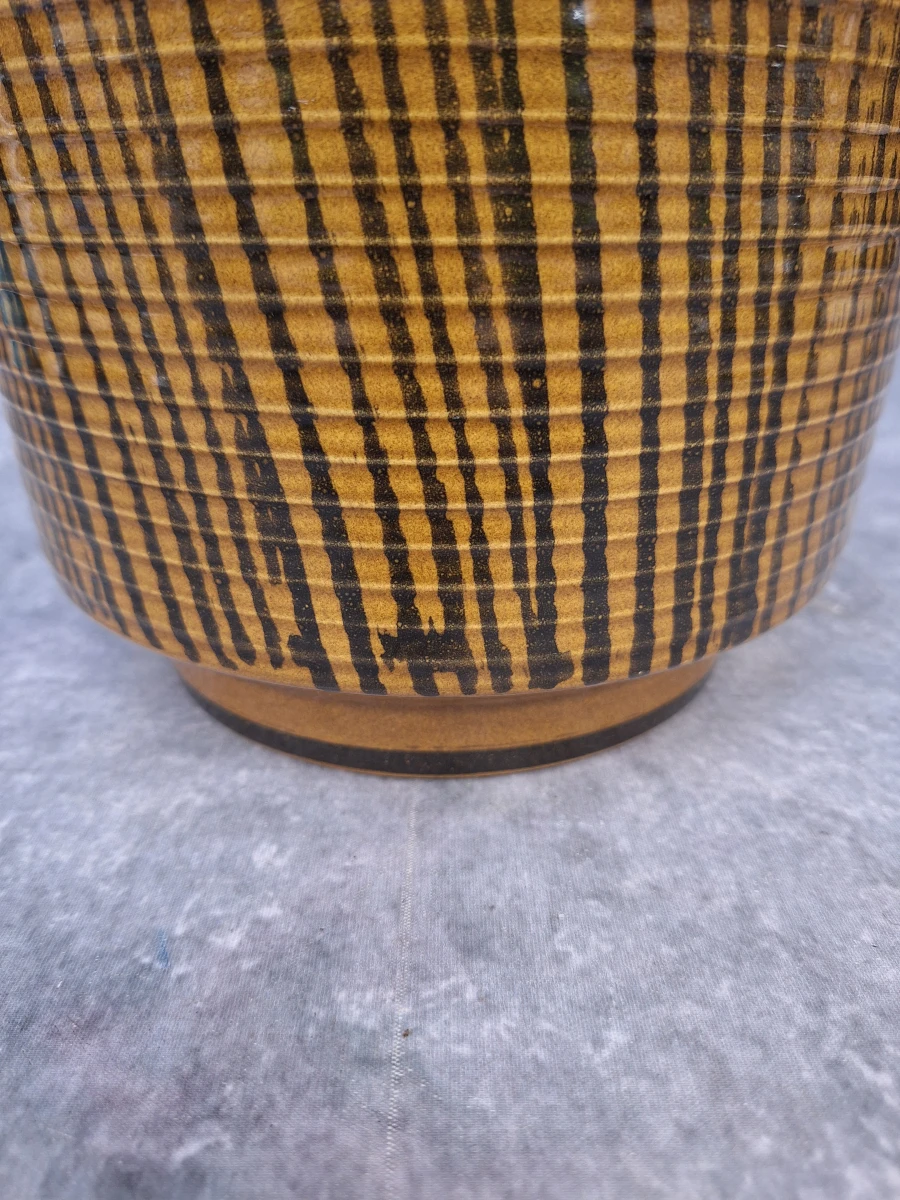 Vintage bloempot / overpot met sgraffito reliëfpatroon - foto 5