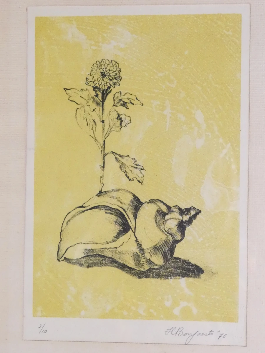 Ingelijste surrealistische prent - gesigneerd - foto 2