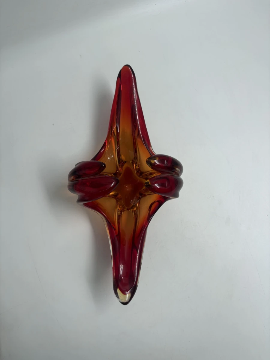 Decoratief glasobject in rood en oranje - Murano - foto 4